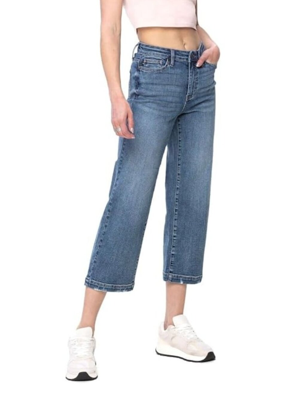Judy Blue High Waisted Vintage Wash Cropped Wide Leg Jeans, 88592 Size: 13